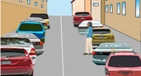 Alert driving and consideration for other road user - What should the driver be most conscious of in this situation?